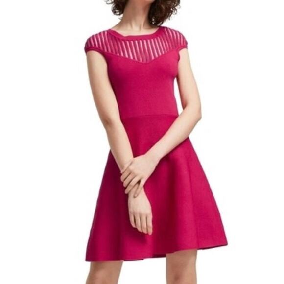 French Connection Rose Magenta Haze Pink Fit & Flare Dress Size 6 - Picture 1 of 12
